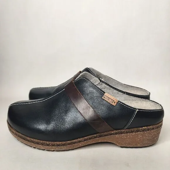 Pikolinos Granada Leather Clogs Slip On Black Size 40 US 9.5 Made In Spain - Picture 5 of 15